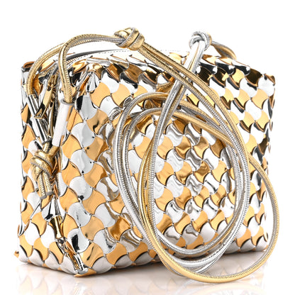 Bottega Veneta Metallic Lambskin Intrecciato Knot Small Loop Camera Bag Silver Gold 3 of 9
