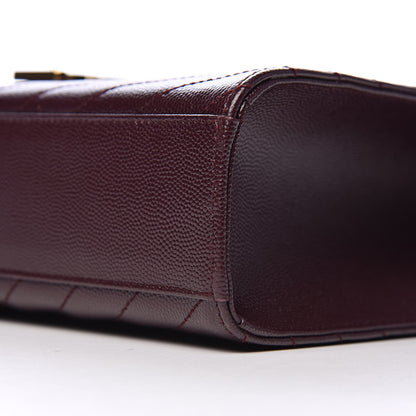 Saint Laurent Grain De Poudre Matelasse Chevron Large Monogram Satchel Rouge Legion 10 of 11