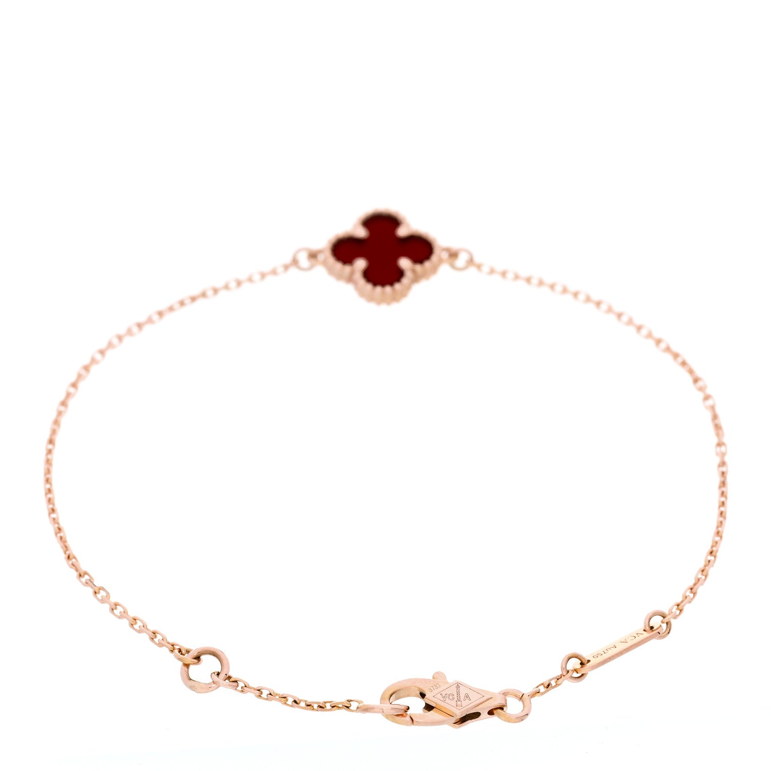 Van Cleef & Arpels 18K Rose Gold Carnelian Sweet Alhambra Bracelet 2 of 5