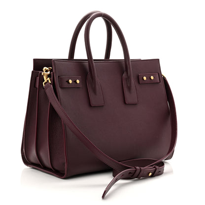 Saint Laurent Grained Calfskin Small Supple Sac De Jour Rouge Cabernet 3 of 13