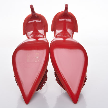 Christian Louboutin Veau Velours Tsarou 100 Pumps 37 Flamenco 5 of 8