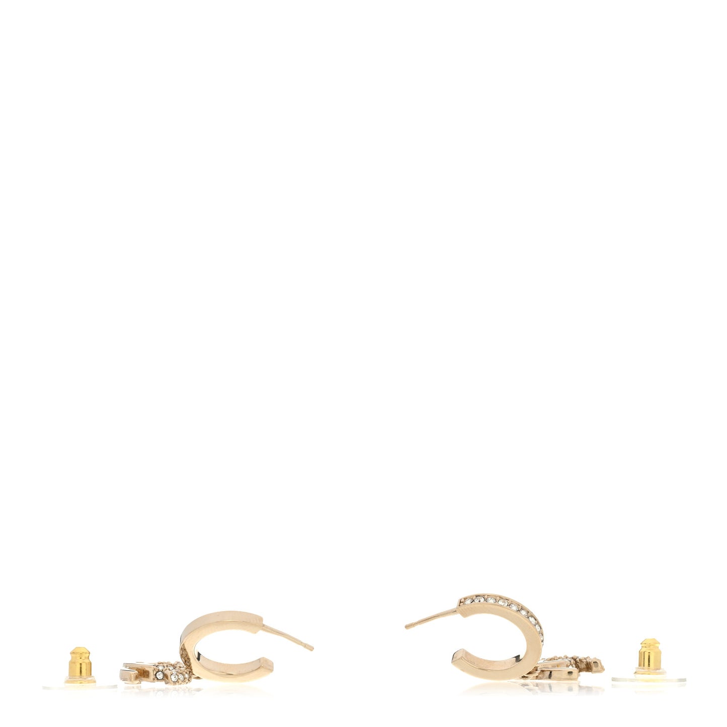 Crystal Bead CC Hoop Drop Earrings Light Gold