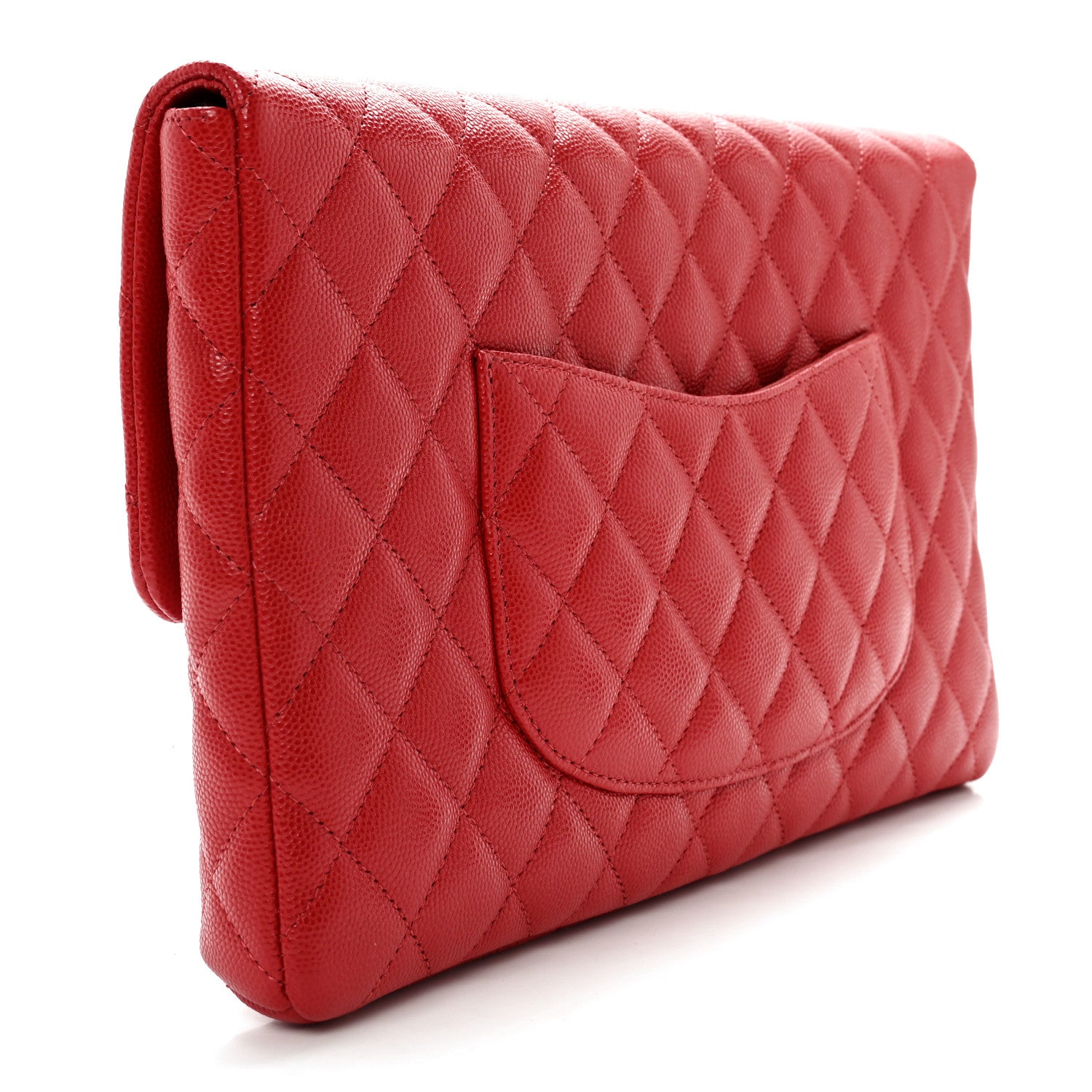 Chanel Caviar Quilted Flap Clutch Red 2 of 11