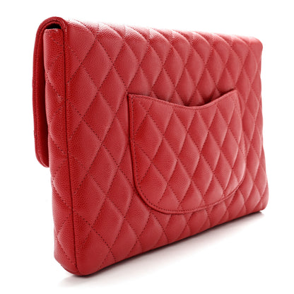 Chanel Caviar Quilted Flap Clutch Red 2 of 11