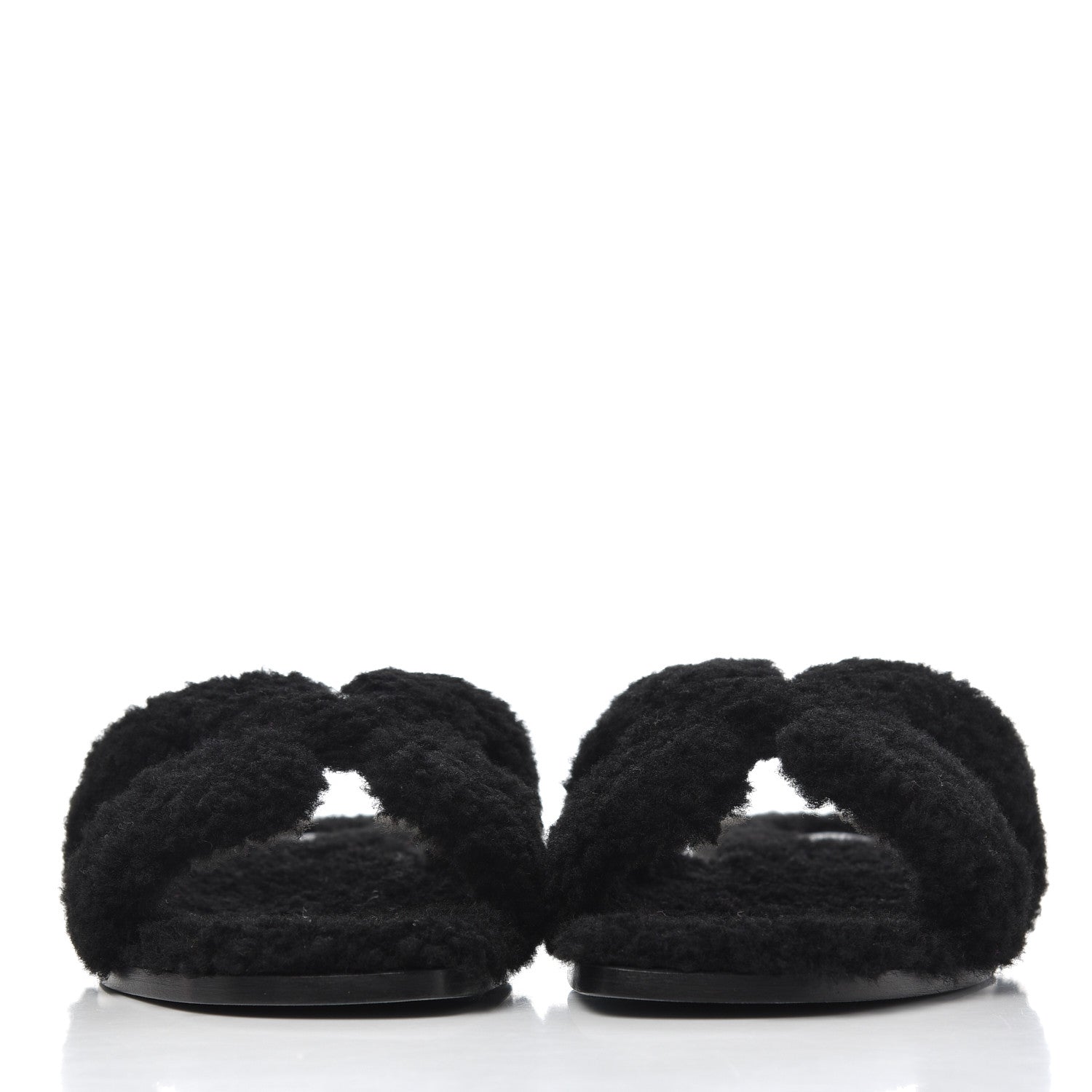 Hermes Woolskin Oran Sandals 39.5 Black 2 of 12