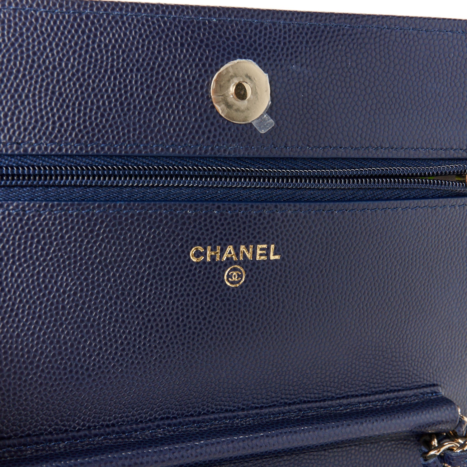 Chanel Caviar Quilted Hammered CC Wallet on Chain WOC Navy Blue 5 of 10
