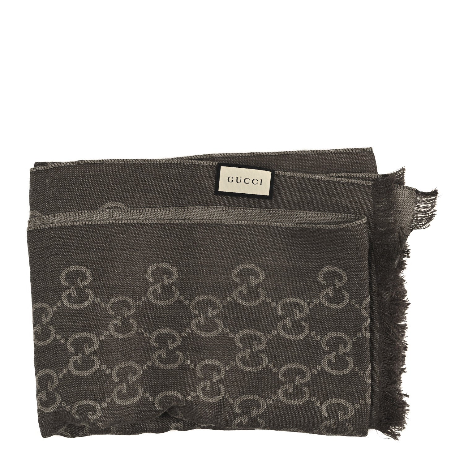 Gucci Wool Silk GG Monogram GGNat Scarf Rope Dark Brown 2 of 3
