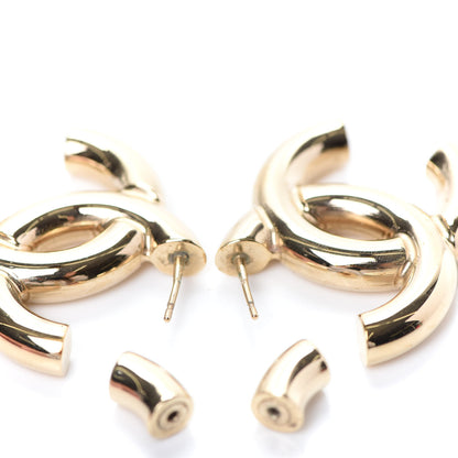 Chanel Metal Large CC Earrings Light Gold 4 of 4