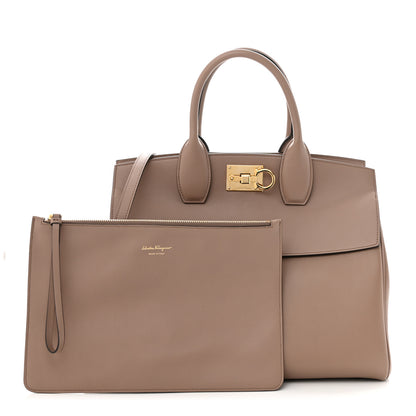 Salvatore Ferragamo Calfskin Large Studio Bag Caraway Seed 1 of 11