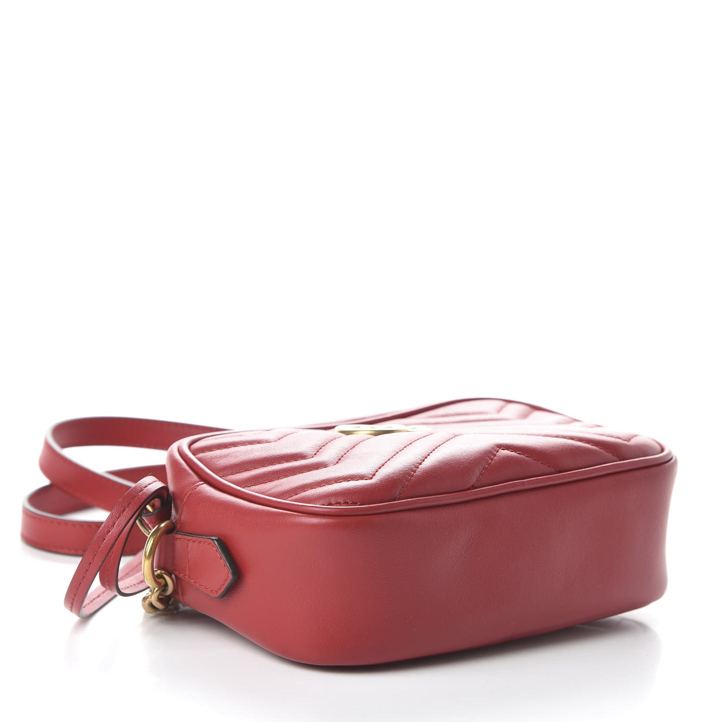 Calfskin Matelasse Mini GG Marmont Chain Shoulder Bag Hibiscus Red