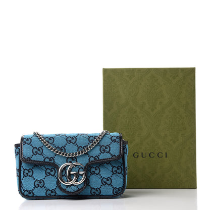 Gucci Monogram Multicolor Matelasse Diagonal Super Mini GG Marmont Shoulder Bag Light Blue 12 of 12