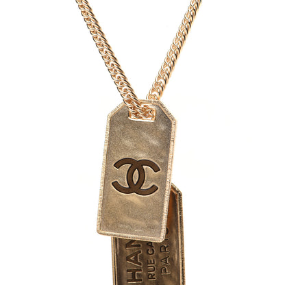 Chanel ID Dog Tag Charm Necklace Gold 5 of 9