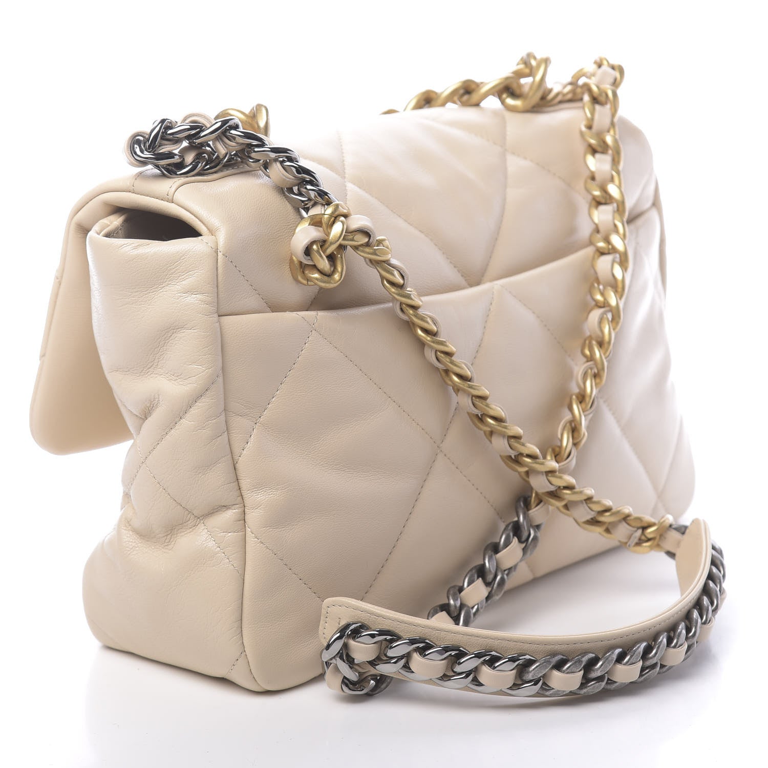 Chanel Goatskin Quilted Large 19 Flap Beige 3 of 11