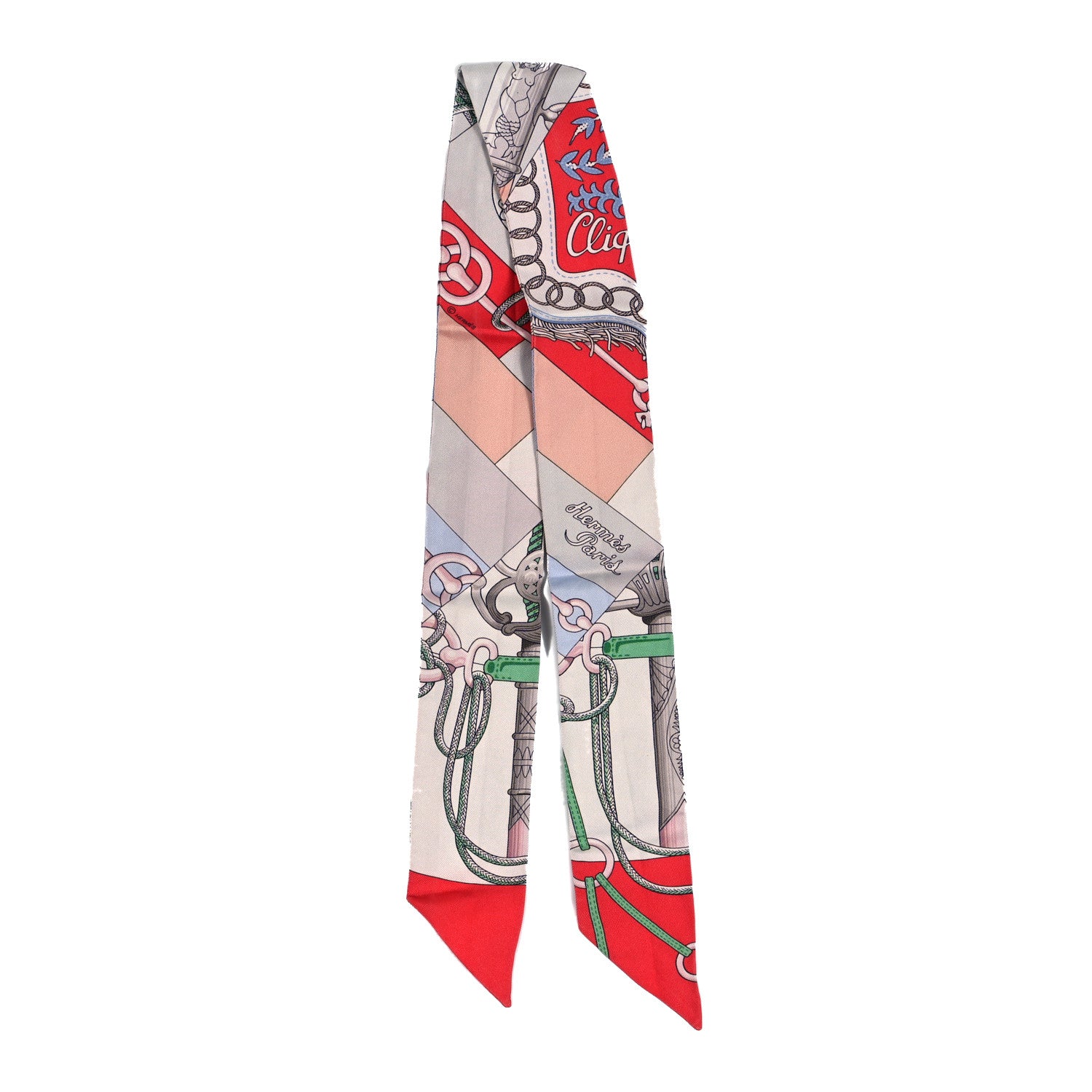 Hermes Silk Cliquetis Twilly Grenadine White Vert 2 of 5