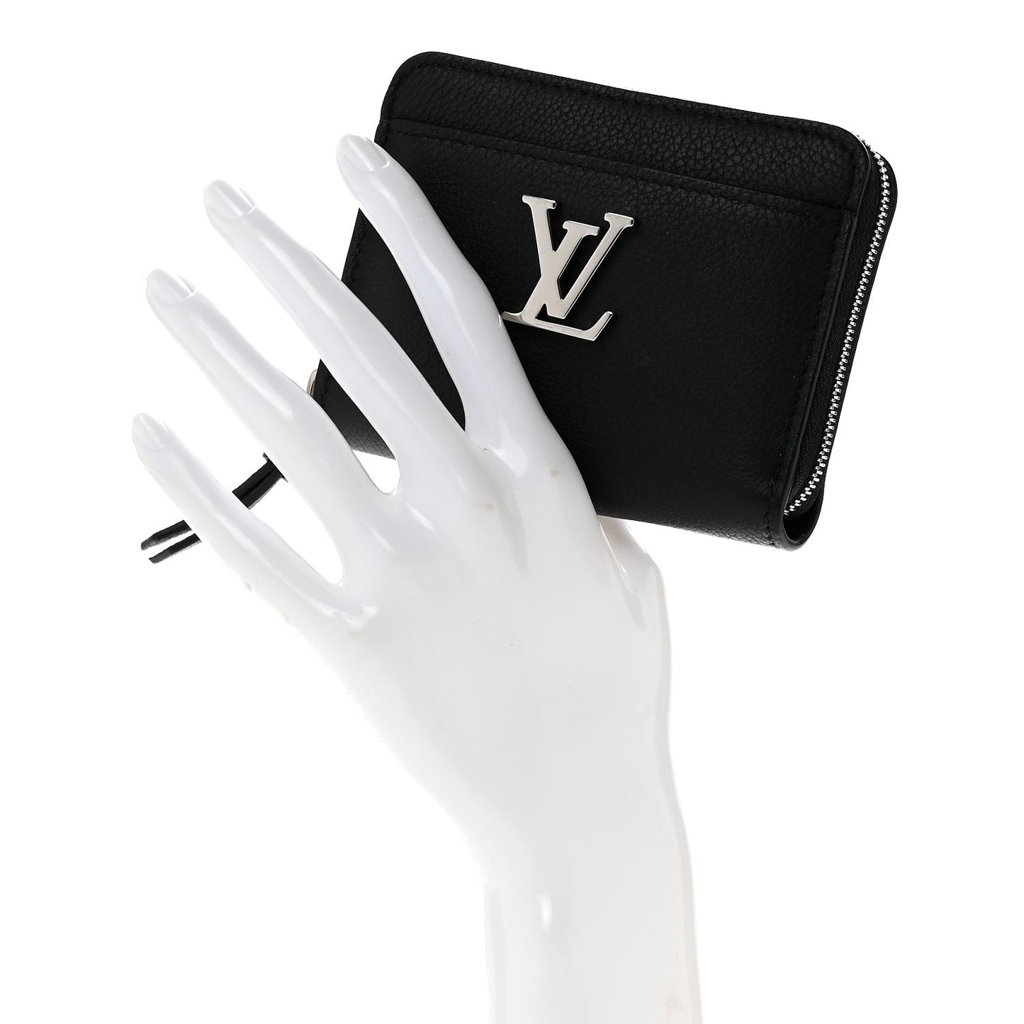 Calfskin Lockme Zippy Coin Purse Black