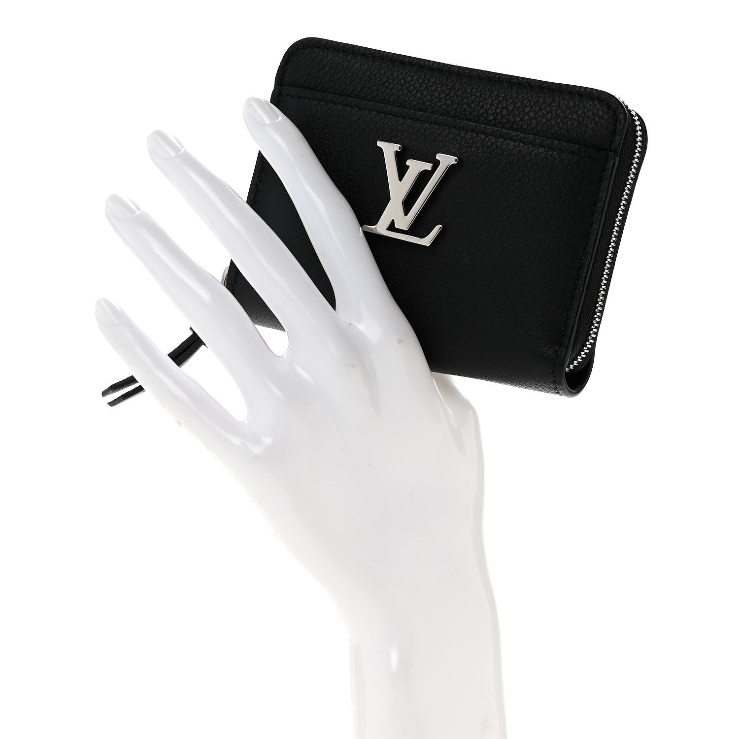 Louis Vuitton Calfskin Lockme Zippy Coin Purse Black 2 of 8