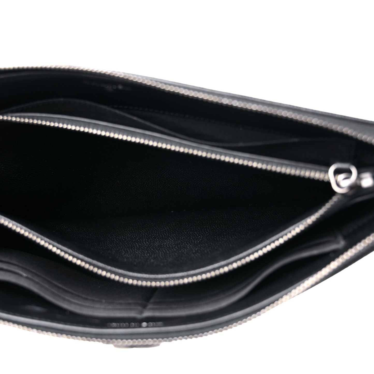 Caviar Chevron Quilted Small Zipped Boy Pouch Black