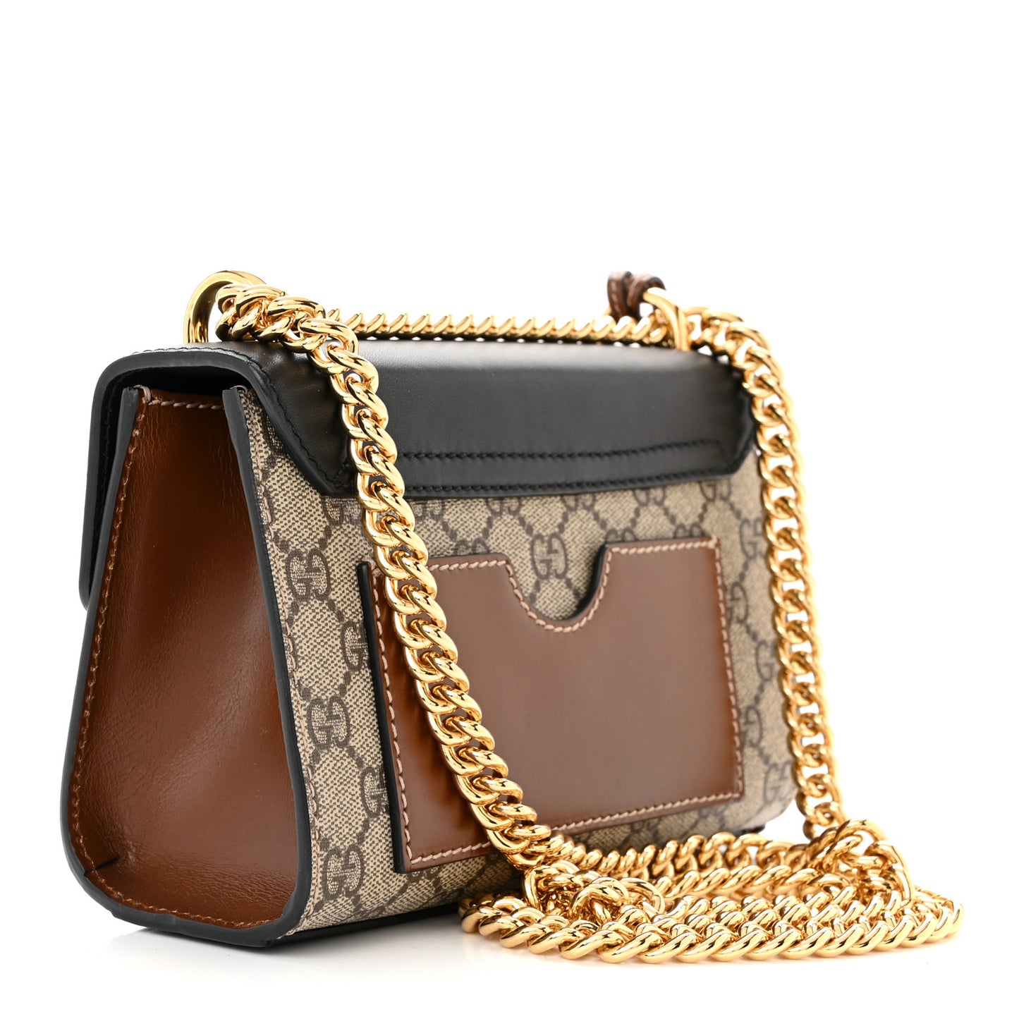 GG Supreme Monogram Calfskin Small Padlock Shoulder Bag Beige Black Cuir