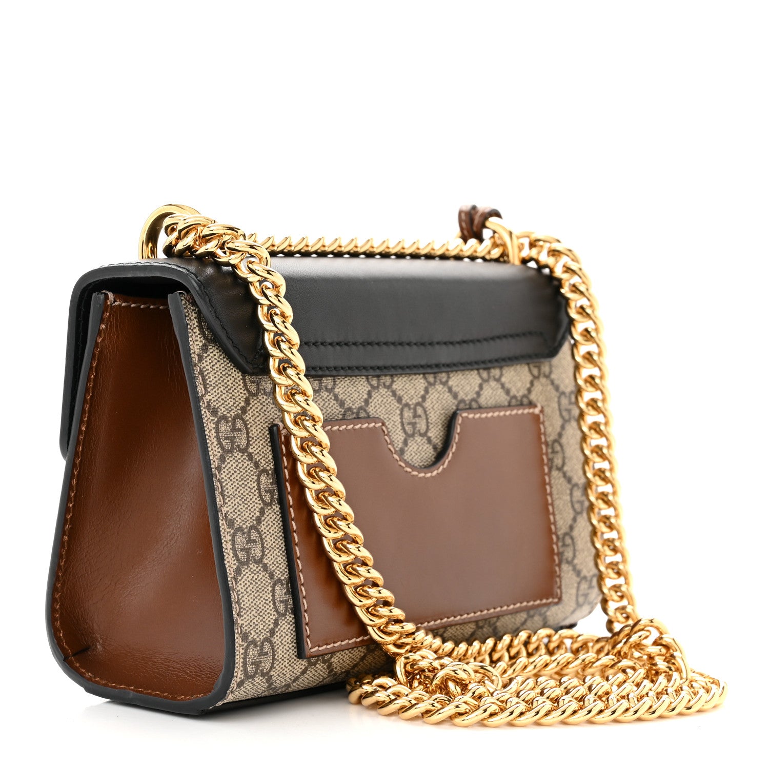 Gucci GG Supreme Monogram Calfskin Small Padlock Shoulder Bag Beige Black Cuir 3 of 11