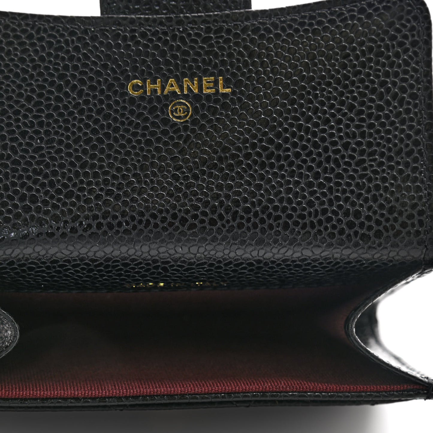 Caviar Quilted Flap Card Holder Wallet Black