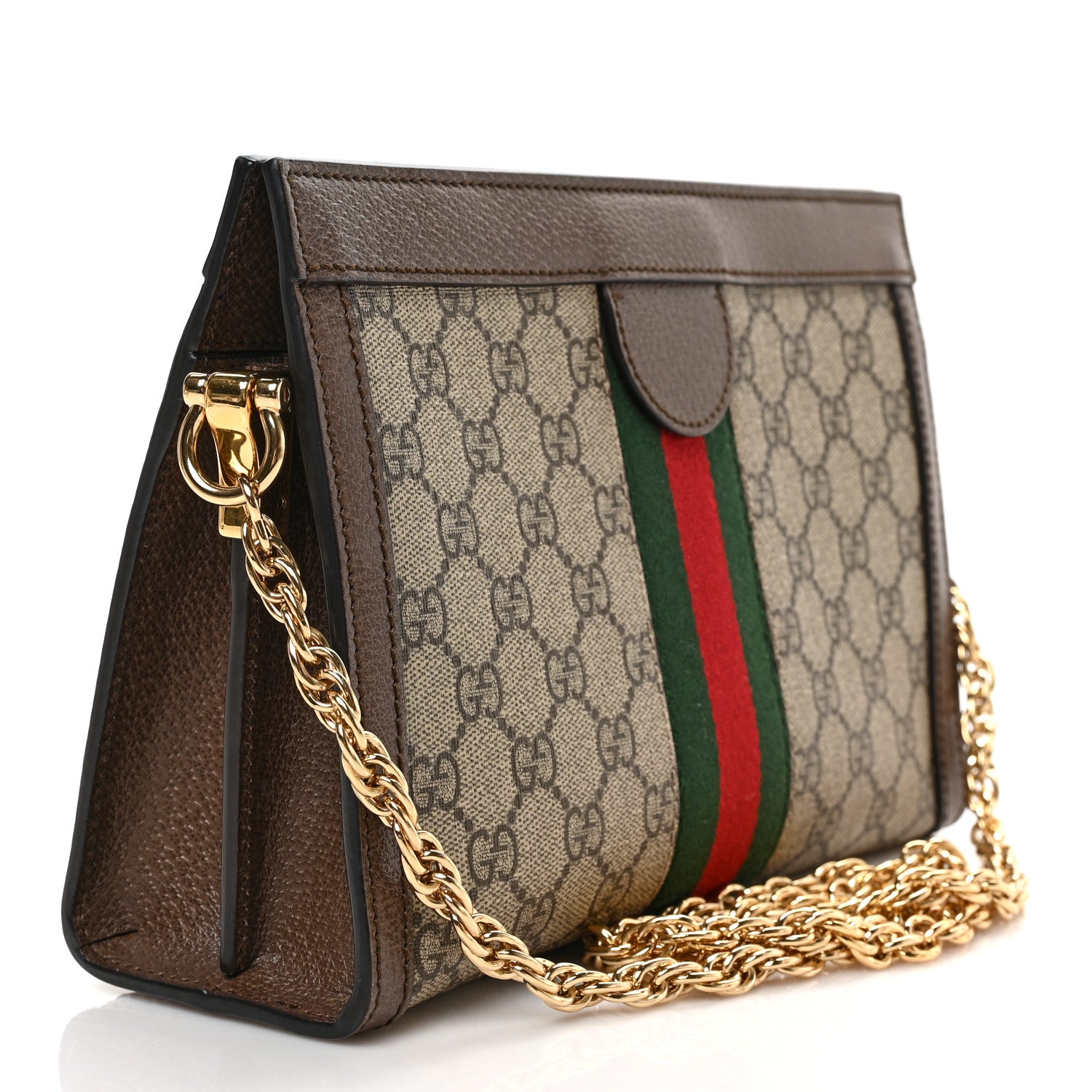Gucci GG Supreme Monogram Web Small Ophidia Chain Shoulder Bag Brown 3 of 10