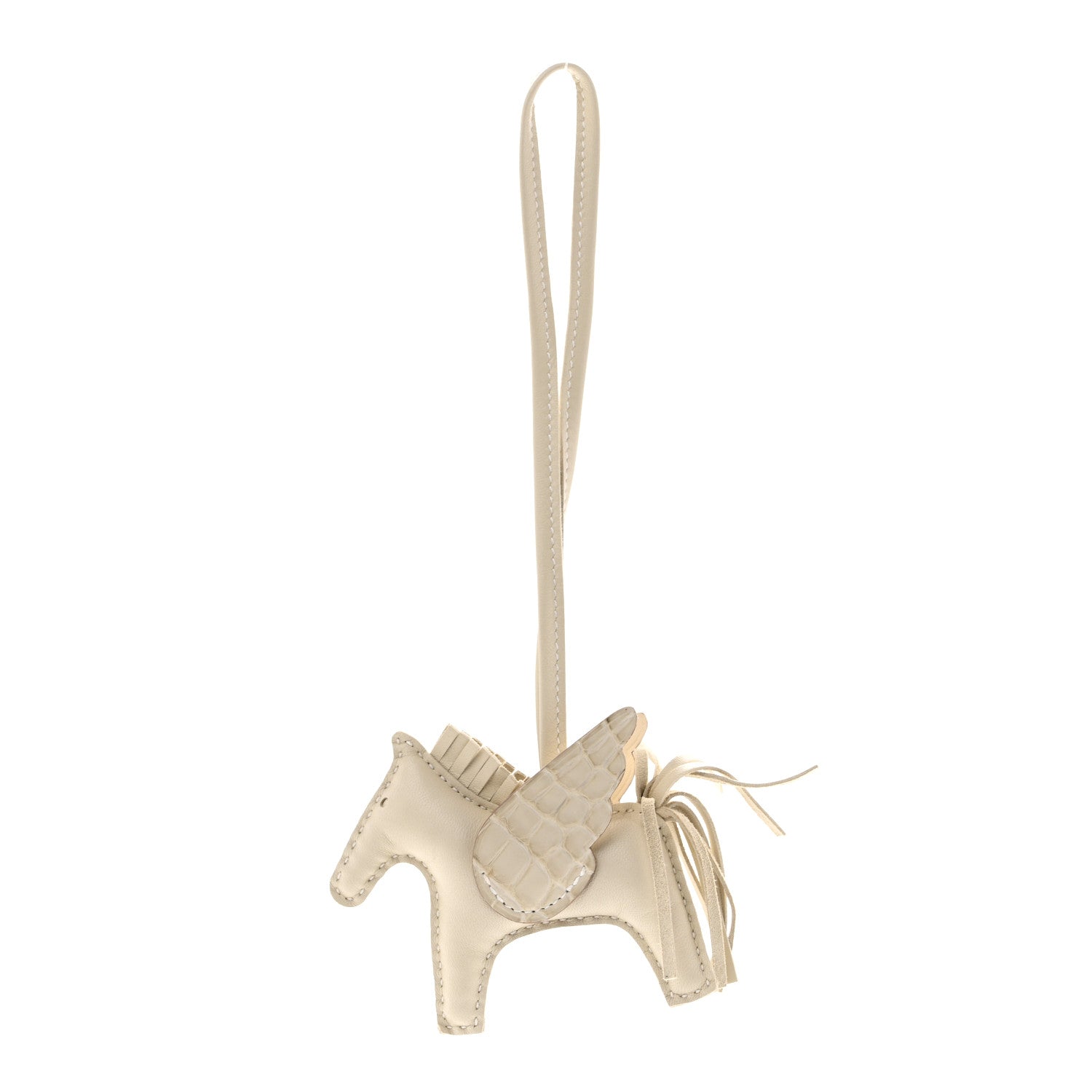 Hermes Milo Lambskin Matte Alligator Touch Grigri Rodeo Pegase Horse Bag Charm PM Craie Nata Beton 1 of 5