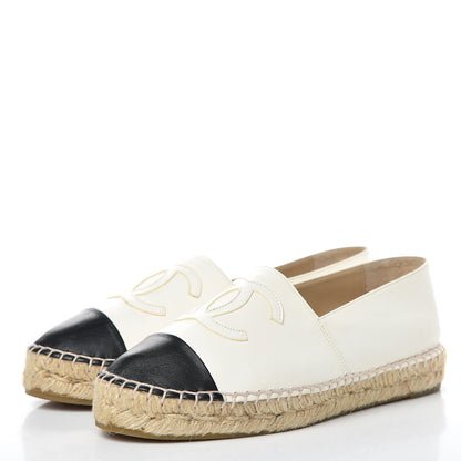 Chanel Lambskin CC Espadrilles 37 White Black 3 of 9