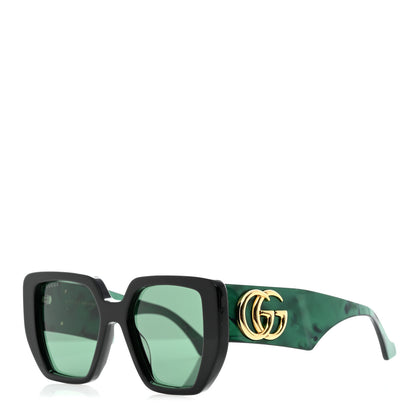 Gucci Acetate Square Frame Sunglasses GG0956S Green Black 1 of 8
