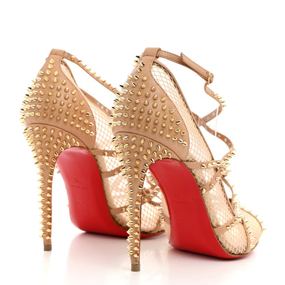 Christian Louboutin Rete Mini Resille Kid Specchio Alarc 100 Pump 38 Nude Light Gold 4 of 10