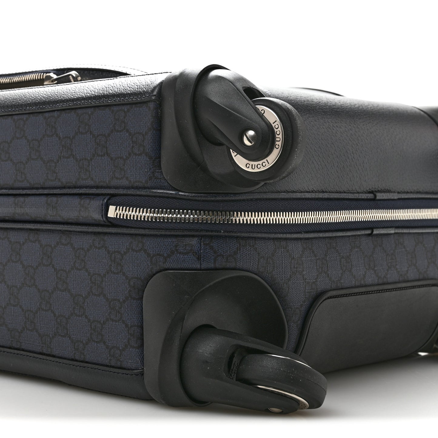 GG Supreme Monogram Textured Dollar Calfskin Web Ophidia Small Savoy Cabin Trolley Black Blue