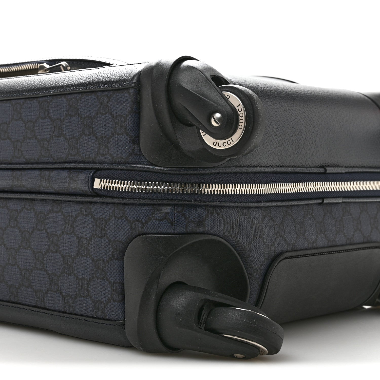 Gucci GG Supreme Monogram Textured Dollar Calfskin Web Ophidia Small Savoy Cabin Trolley Black Blue 8 of 12