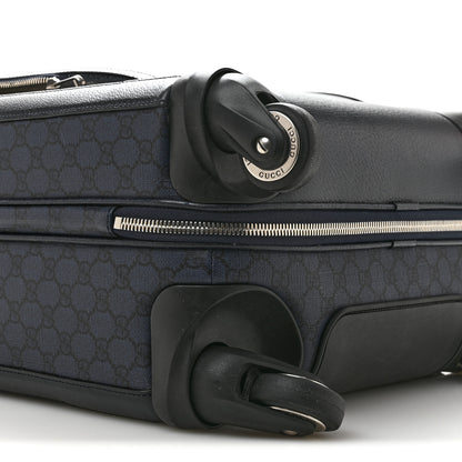 Gucci GG Supreme Monogram Textured Dollar Calfskin Web Ophidia Small Savoy Cabin Trolley Black Blue 8 of 12