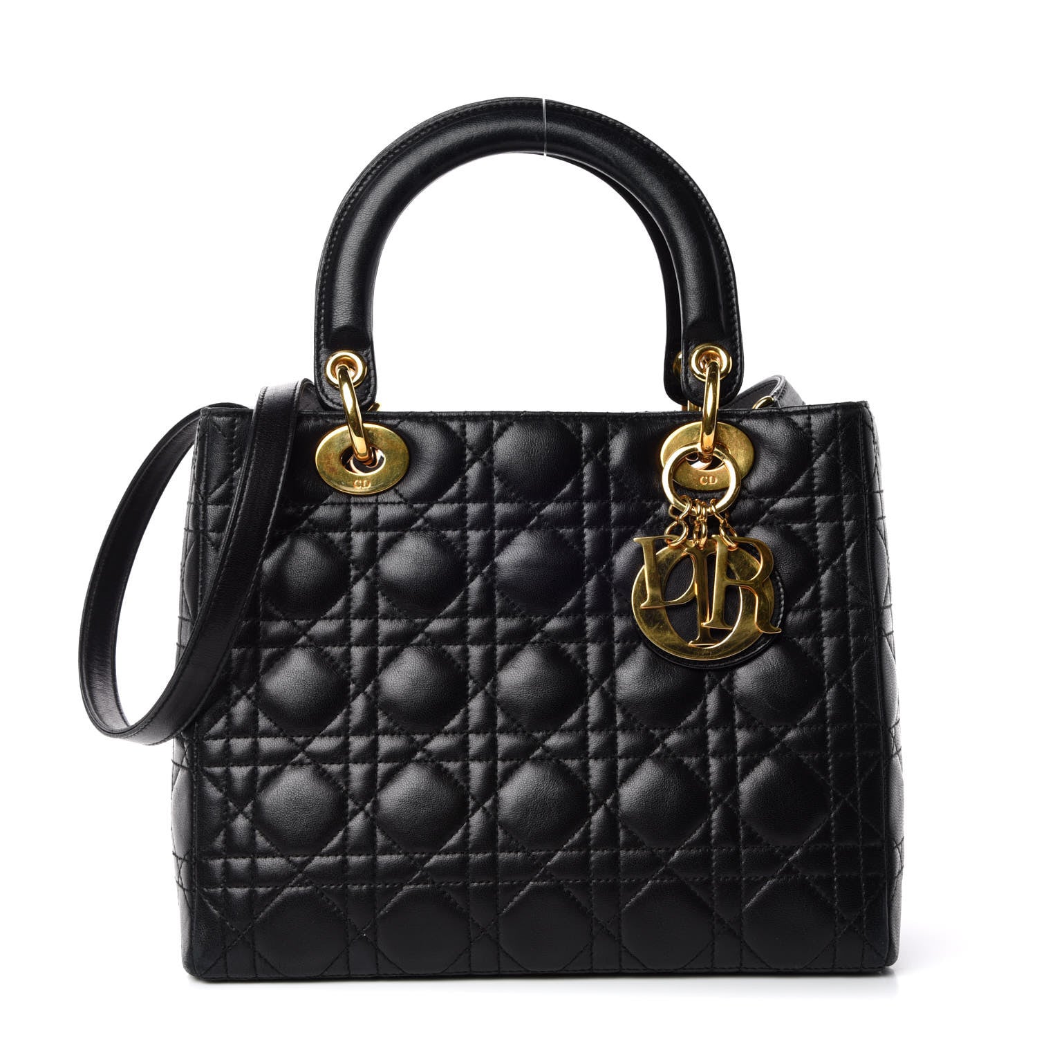 Christian Dior Lambskin Cannage Medium Lady Dior Black 1 of 17