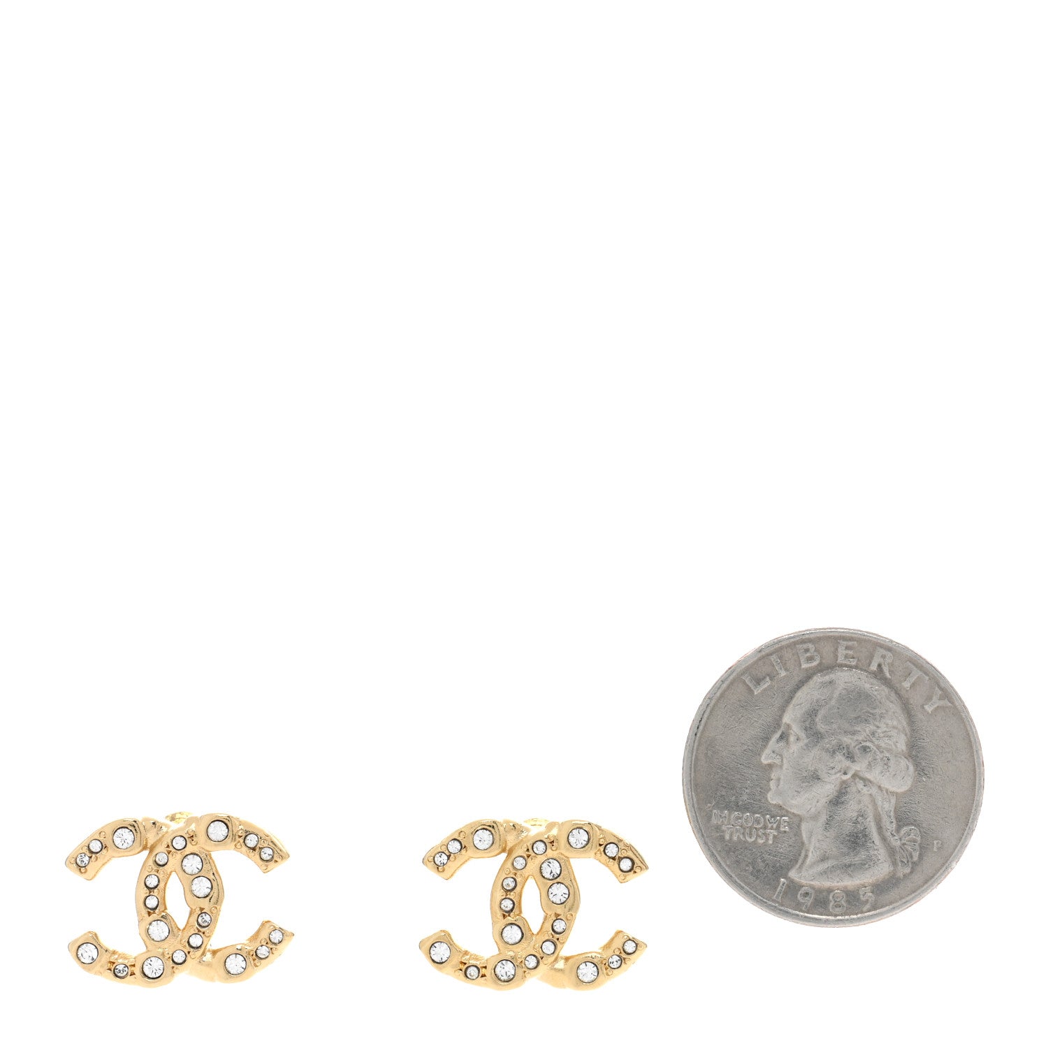 Chanel Crystal CC Earrings Gold 2 of 5