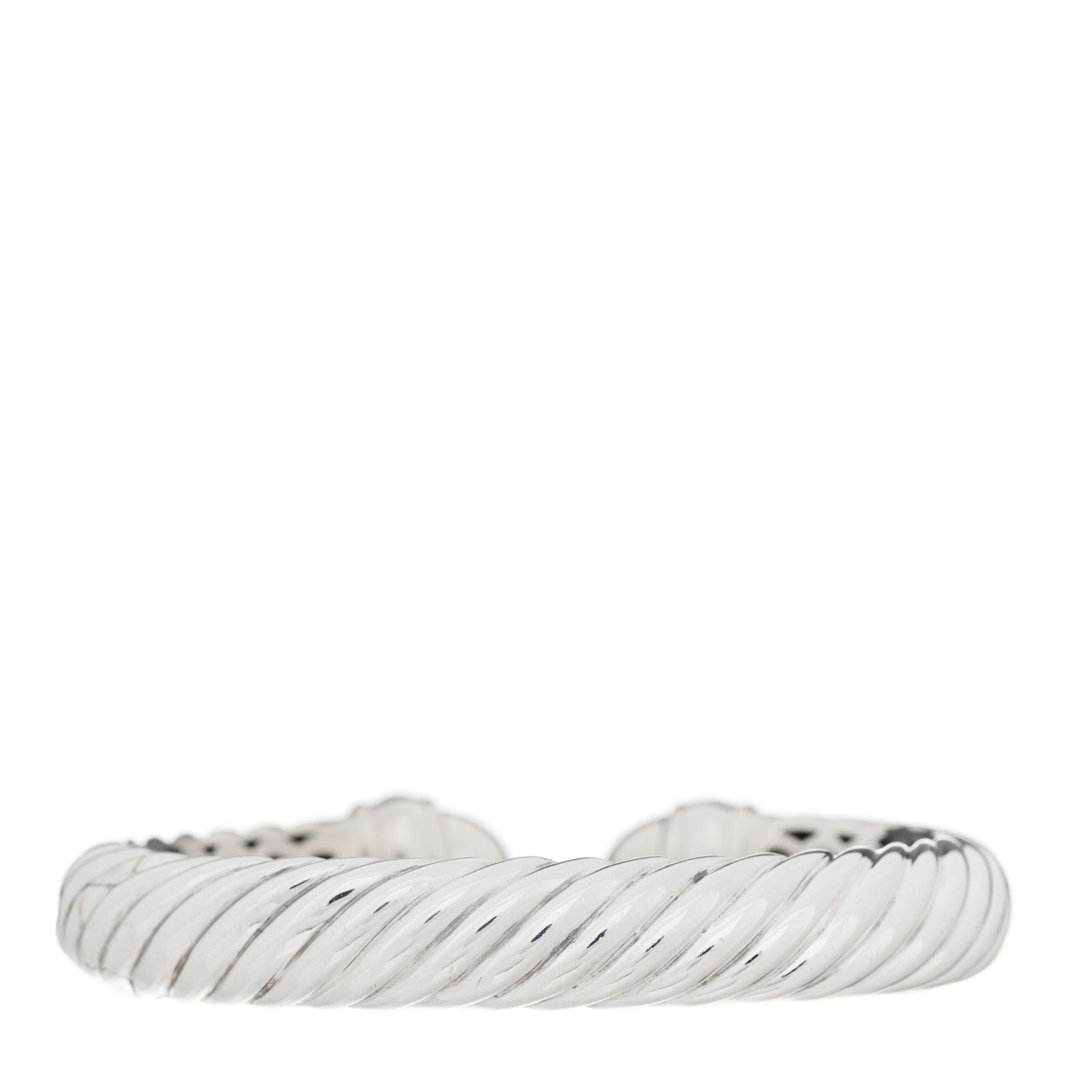 David Yurman Sterling Silver Diamond 10mm Sculpted Cable Bracelet 2 of 3