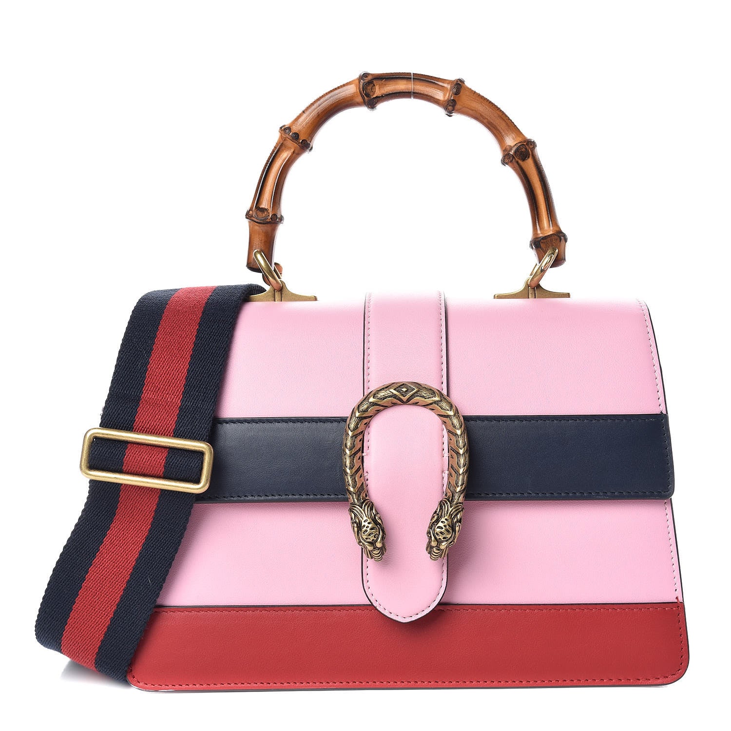 Gucci Moon Calfskin Web Medium Dionysus Bamboo Top Handle Bag Sugar Pink Blue Agata Hibiscus Red 1 of 9