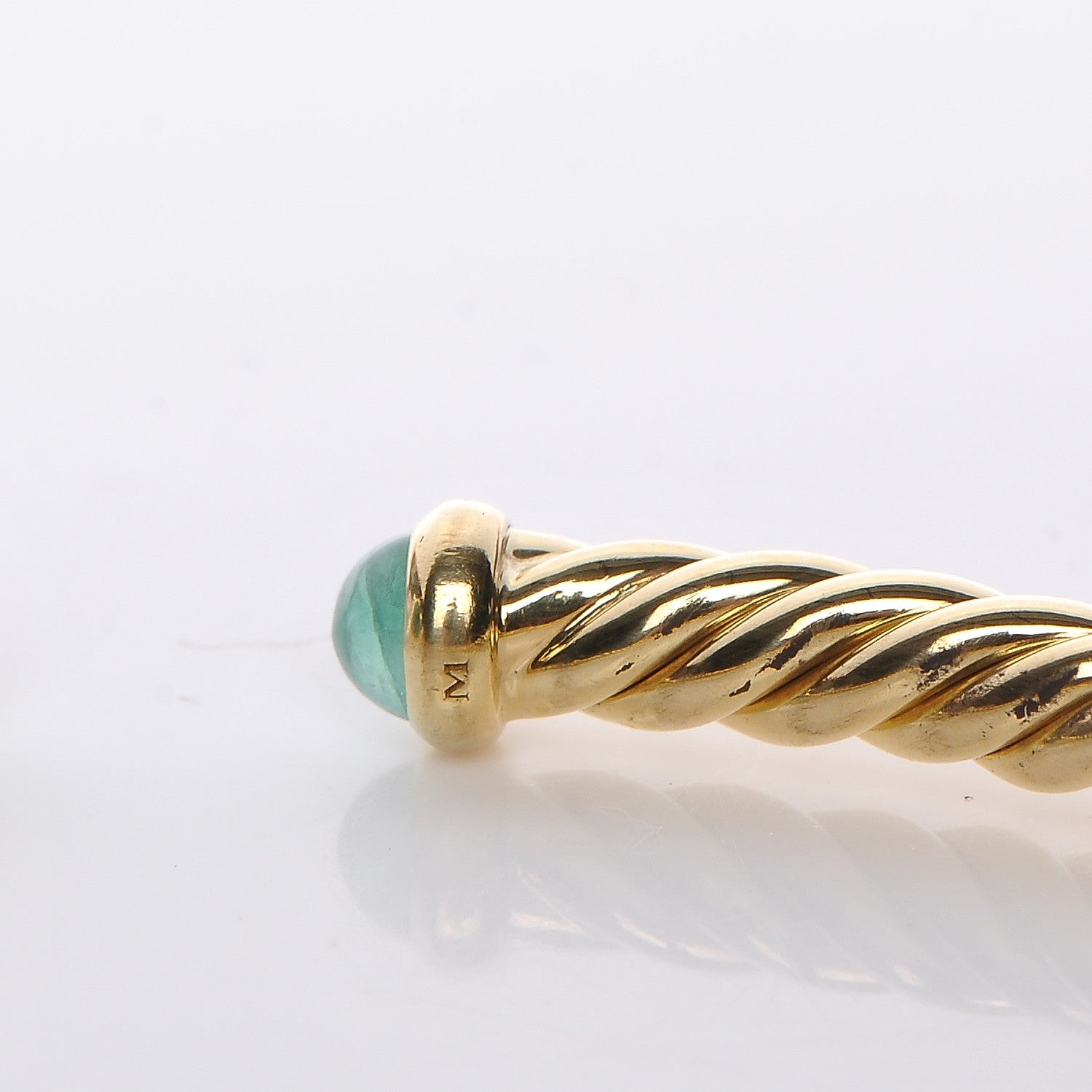 David Yurman 18K Yellow Gold Emerald 4mm Cablespira Bracelet 5 of 5