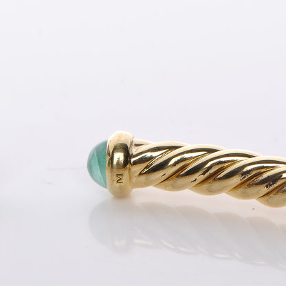 David Yurman 18K Yellow Gold Emerald 4mm Cablespira Bracelet 5 of 5