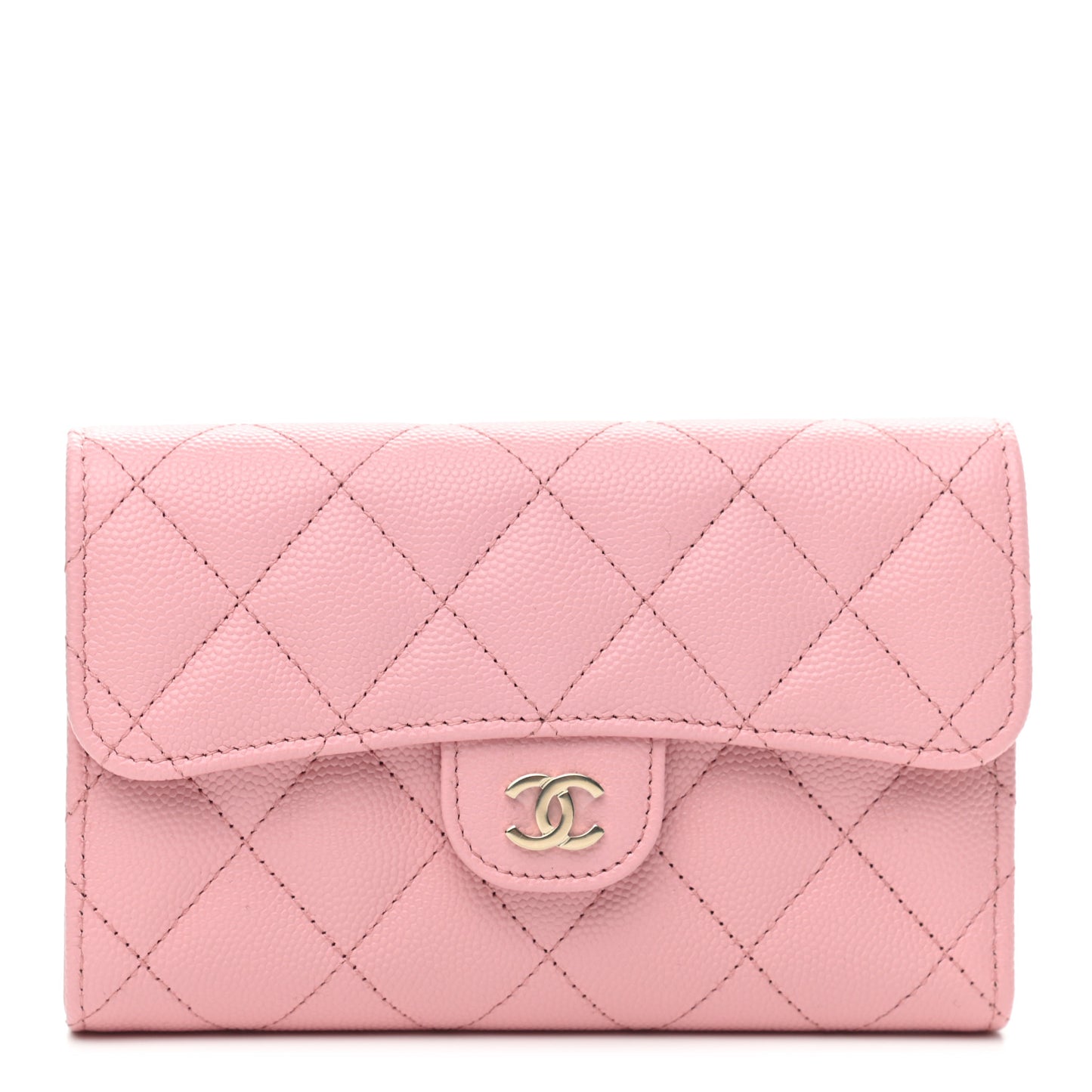 Caviar Quilted Medium Flap Wallet Pink
