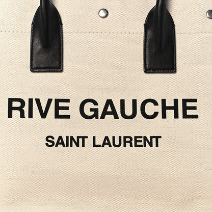 Saint Laurent Linen Calfskin Small Rive Gauche Tote Greggio Natural 8 of 11