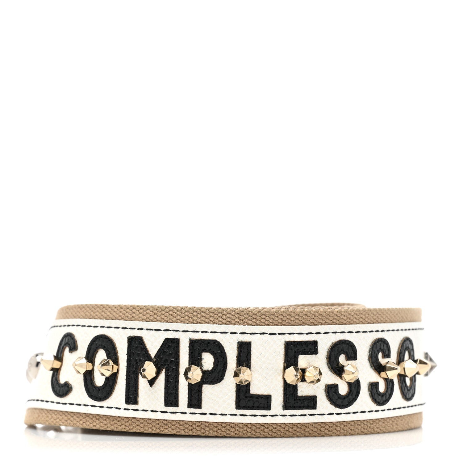 Dolce & Gabbana Canvas Dauphine Studded Bandistico Strap Beige White 2 of 6