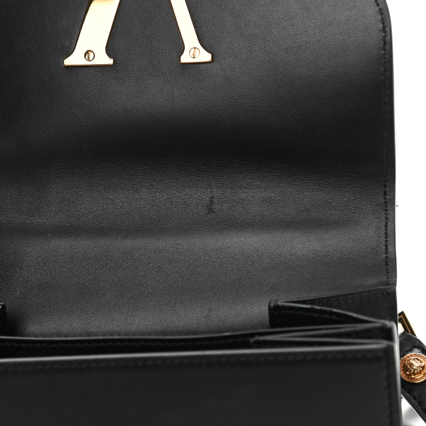 Vitello Barocco Virtus Small Top Handle Shoulder Bag Black