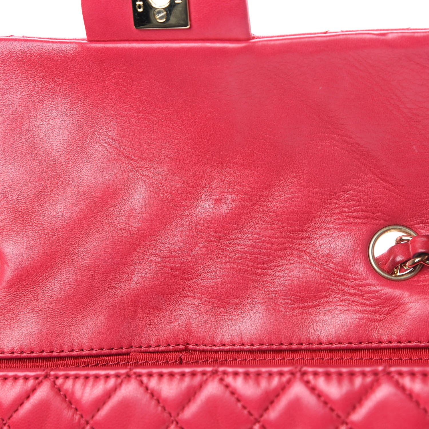 Chanel Lambskin East West Valentine Charms Flap Dark Pink 15 of 15