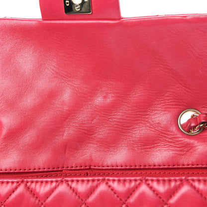 Chanel Lambskin East West Valentine Charms Flap Dark Pink 15 of 15