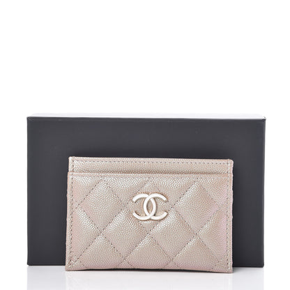 Chanel Iridescent Caviar Quilted Card Holder Beige 9 of 9