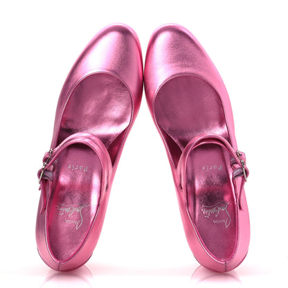 Christian Louboutin Metallic Calfskin Miss Jane Mary Janes 55 Pumps 39 Glam 2 of 11