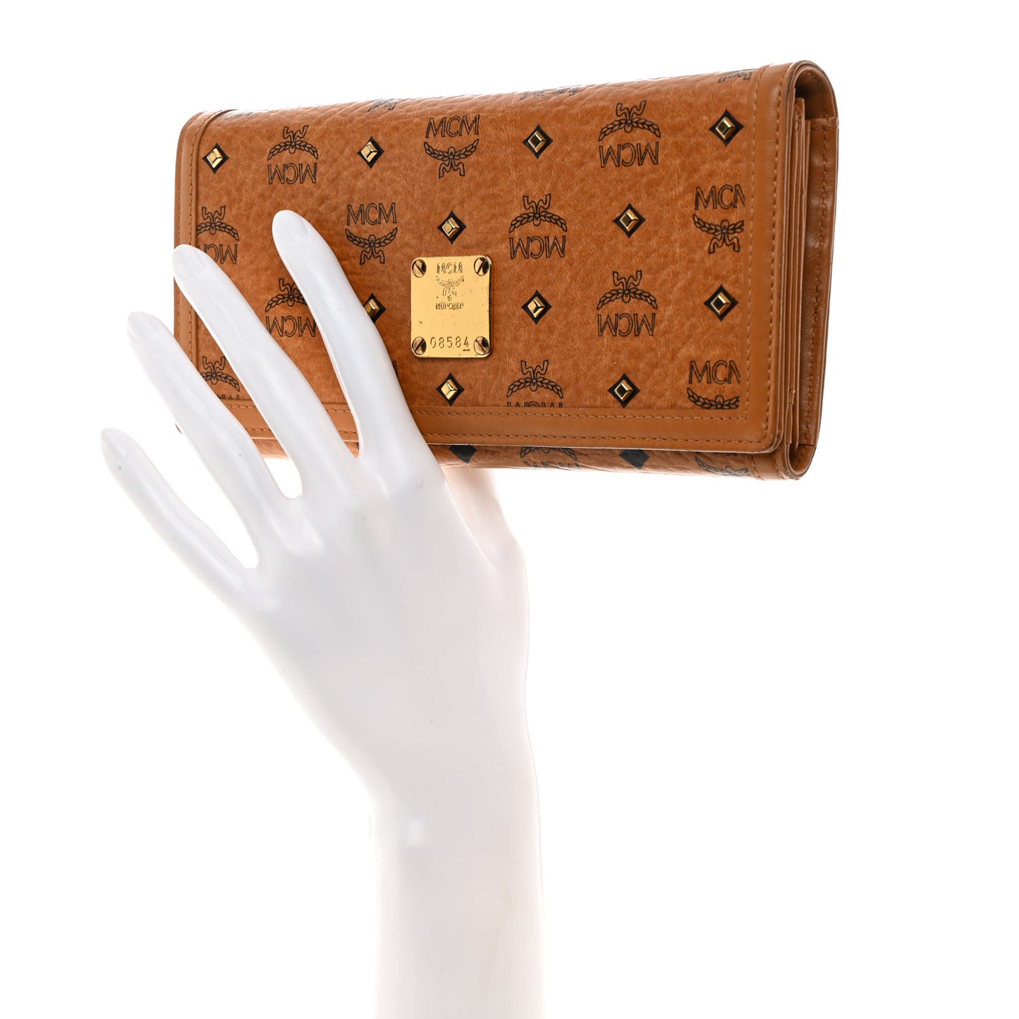 Visetos Studded Continental Flap Wallet Cognac