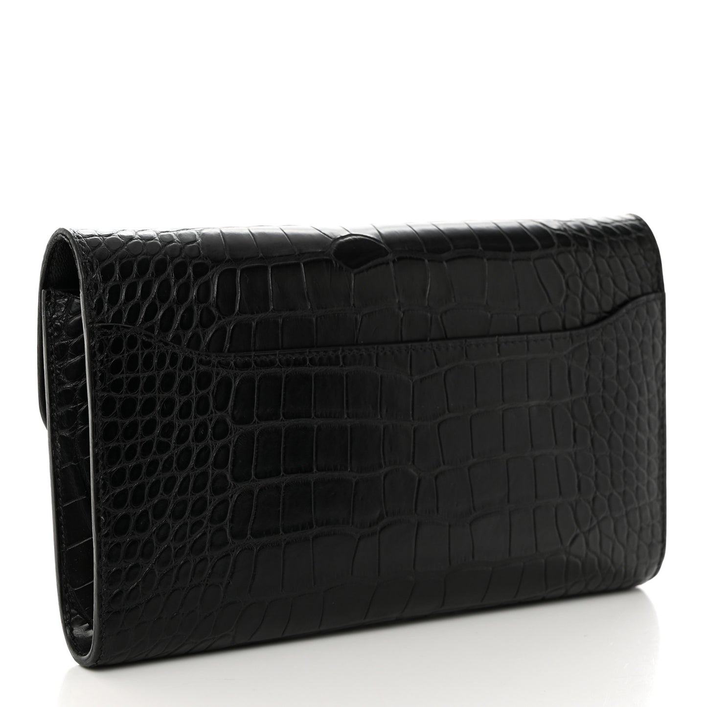 Matte Alligator Constance Long Wallet Black