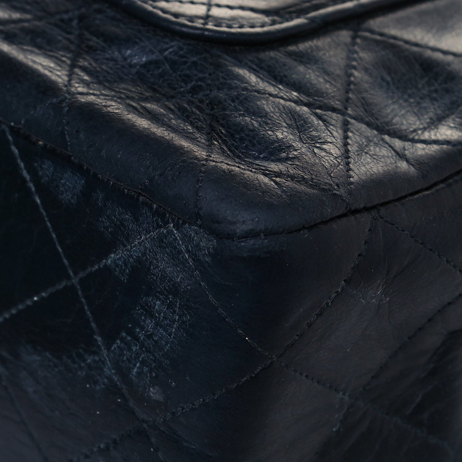Chanel Lambskin Quilted Medium Single Flap Navy Blue 12 of 15