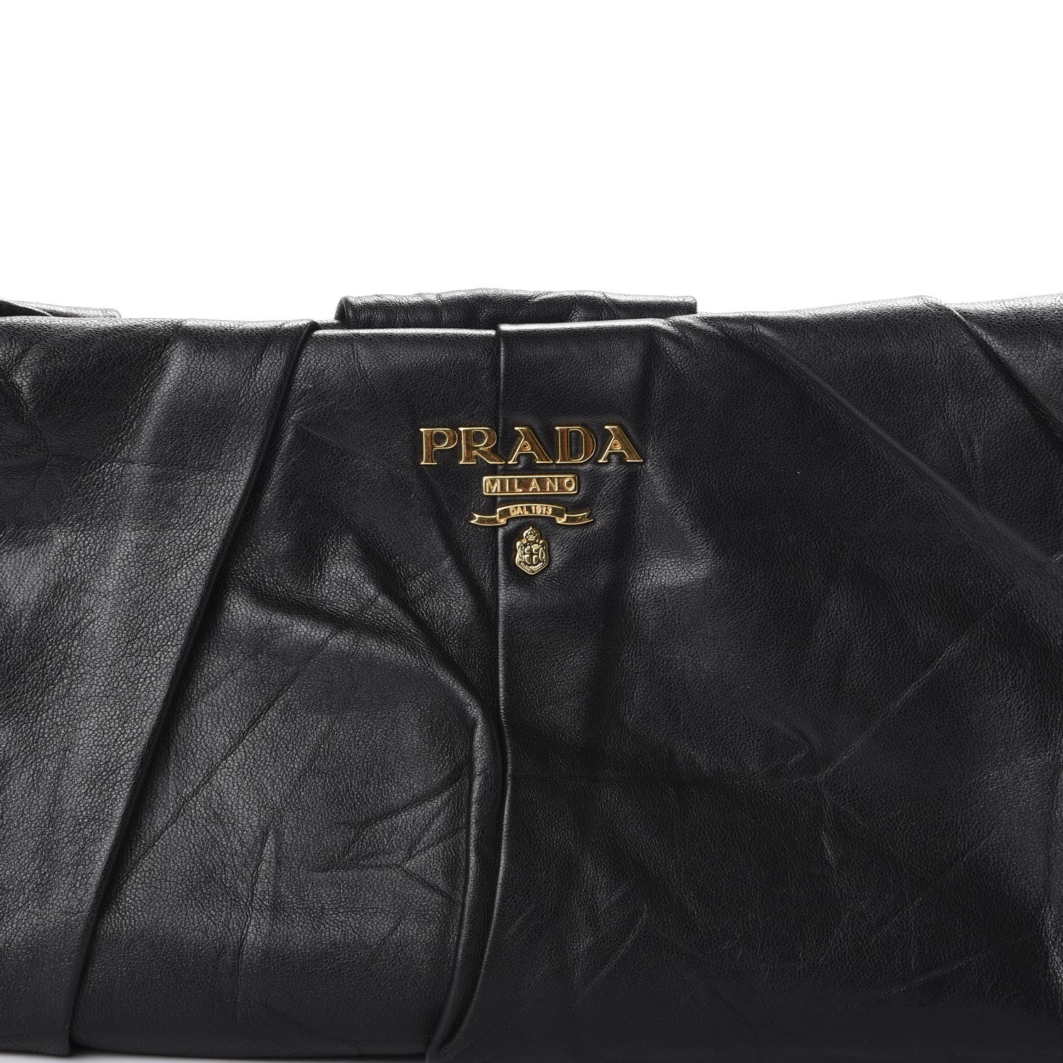 Prada Nappa Gold Pleated Clutch Black 9 of 10